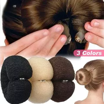 Модный инструмент для создания пучков волос Donut Magic Foam Sponge Easy Big Ring Hair Styler Инструменты для укладки волос Эластичная полиэстеровая резинка для волос Аксессуары бежевый