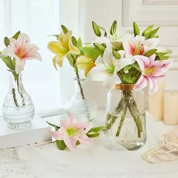 Модный искусственный цветок лилии, неувядаемый яркий цвет, красочный красный