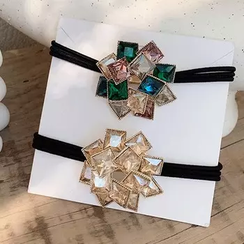 Модный Изысканный Простой Корейский стиль Женская Резинка Для Волос Головной Убор Цинковый Сплав Кристалл Волос Веревка разноцветный