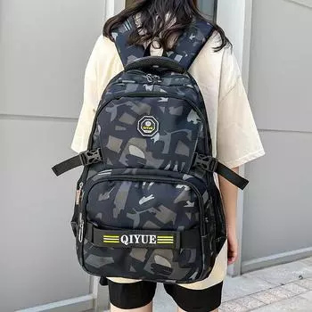 Модный камуфляжный студенческий рюкзак, школьные рюкзаки для документов, оксфордский рюкзак хорошего качества для девочек и мальчиков 30x45x14 CM чёрный
