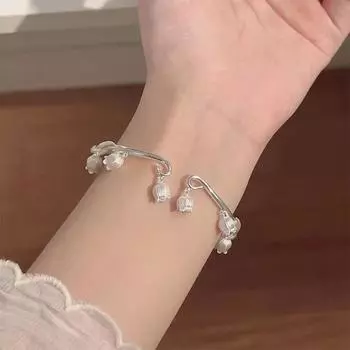 Модный китайский стиль ландыш цветок браслет открывающийся регулируемый браслет для женщин девочек ювелирные изделия подарки