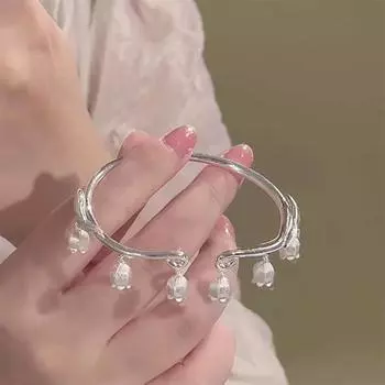 Модный китайский стиль ландыш цветок браслет открывающийся регулируемый браслет для женщин девочек модные ювелирные изделия подарки ONESIZE