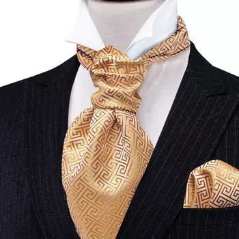 Модный классический галстук Ascot для мужчин, жаккаровый шелковый галстук с цветочным принтом, носовой платок, запонки, шарфы с пейсли, галстук AS-0034