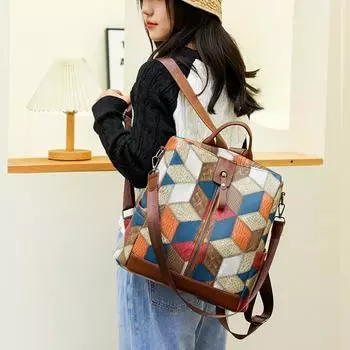Модный клетчатый рюкзак для женщин, мягкий рюкзак из искусственной кожи, женский большой рюкзак, дорожная сумка, дамский рюкзак
