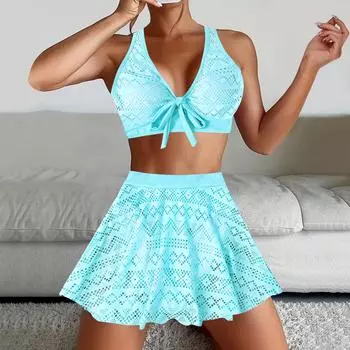 Модный комплект бикини с цветочным принтом, пляжные купальники, двухсекционный купальный костюм, купальник больших размеров, пляжная одежда, купальный костюм, купальник-бикини XS синий