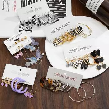 Модный комплект индивидуальных серег, женские винтажные серьги-капли в форме бабочки, элегантные студенческие серьги, ювелирные изделия