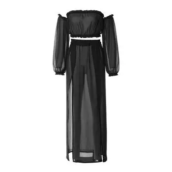 МОДНЫЙ комплект из 2 предметов/комплект купальников, прозрачный, без бретелек, летняя популярная однотонная защита от солнца для отпуска One Size чёрный