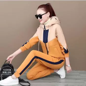 Модный комплект из 2 предметов: женский спортивный костюм, теплая толстовка и брюки, спортивный костюм с капюшоном XL