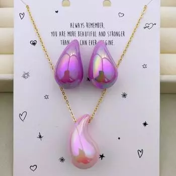 Модный комплект из ожерелья и серег с подвеской в виде капли воды для женщин, идеальный вариант для ежедневного ношения