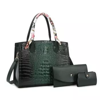 Модный комплект из трех предметов, сумка для матери и ребенка, сумка через плечо с крокодиловым узором, фактурная женская сумка-мессенджер