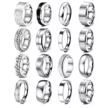 Модный комплект колец из титановой стали для мужчин с вакуумным покрытием, без потери цвета, винтажное кольцо, темпераментная пара для мужчин и женщин, ювелирные изделия для вечеринок, подарки на день рождения 7 # серебряный