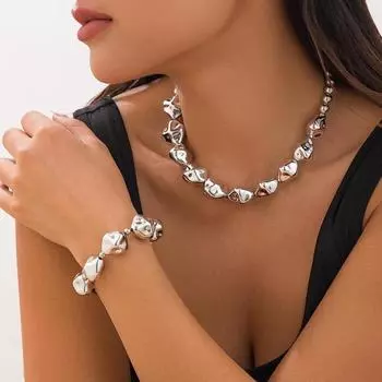 Модный комплект нестандартного ожерелья, легкий роскошный стиль, геометрическое ожерелье особой формы с бусинами на ключицу
