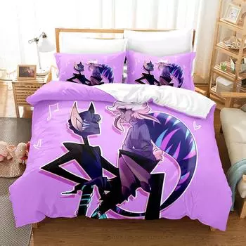 Модный комплект постельного белья с изображением мультфильма «Отель Хазбин» Комплект постельного белья с наволочкой Twin Full Queen King Постельное белье Домашний текстиль EU Twin 135x200cm