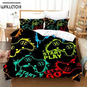 Модный комплект постельного белья с геймпадом для детей, игровое одеяло, одеяло для взрослых, подарочное постельное белье для спальни, пододеяльники для односпальных постельного белья размера Queen King Size EU single(135x200cm)