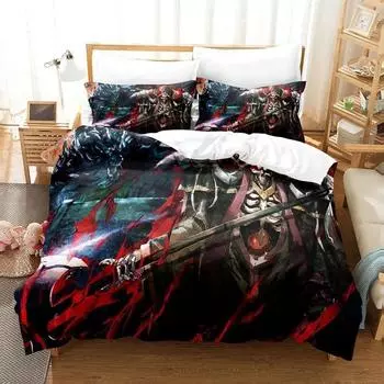 Модный комплект постельного белья с 3D-принтом скелета и аниме OVERLORD, односпальная кровать, двуспальная кровать, двуспальная кровать, комплект постельного белья для взрослых и детей, комплект пододеяльников 70x133cm 2pcs