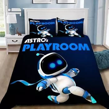 Модный комплект постельного белья с принтом A-Astrobot Game для мальчиков и девочек, двуспальный, размер Queen, размер King, пододеяльник, наволочка, кровать для мальчиков, домашний текстиль для взрослых EU Single(135x200cm)