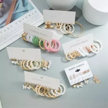 Модный комплект серег для женщин, богемные серьги-кольца из смолы, серьги-капли в форме бабочки, модные ювелирные изделия