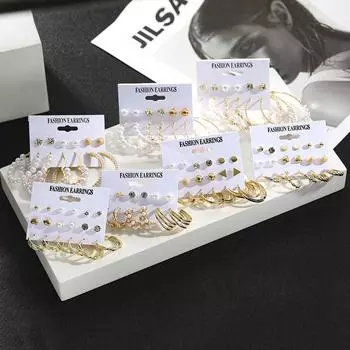 Модный комплект серег, женские элегантные темпераментные серьги-гвоздики с цирконом золотого цвета, большие круглые серьги-кольца, ювелирные изделия, подарок