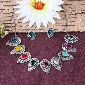 Модный комплект украшений из оксидированного ожерелья для женщин и девочек