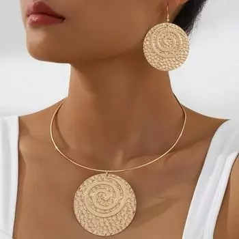 Модный комплект украшений с подвесками, ожерелье и браслет для женщин золотой