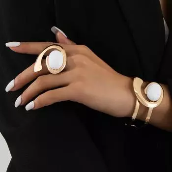 Модный комплект ювелирных изделий браслет кольцо для женщин дамы белый