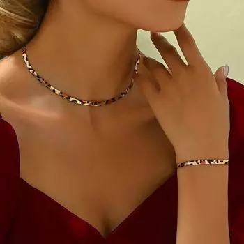 Модный комплект ювелирных изделий ожерелье и браслет для женщин золотой