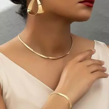 Модный комплект ювелирных изделий с подвесками, ожерельем, серьгами и браслетом для женщин золотой