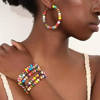 Модный комплект женских украшений разноцветный