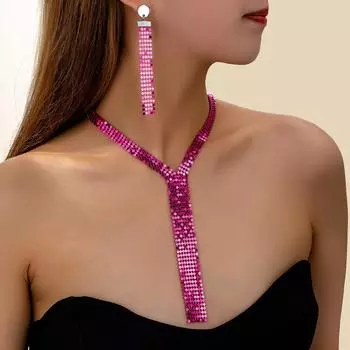 Модный комплект женских украшений розовый