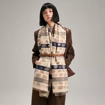 Модный контрастный цветной двухсторонний шарф зимний высококачественный теплый платок для женщин 185cm коричневый