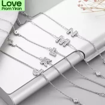 Модный корейский браслет с круглыми бусинами из стерлингового серебра 925 пробы и подвесками в виде букв A-Z для женщин, ювелирные изделия Sl216