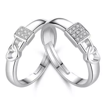 Модный корейский вариант посеребренного открывающегося регулируемого хвостового кольца для влюбленных, кольцо с замком в виде сердца, браслет с замком Love Sweet Live