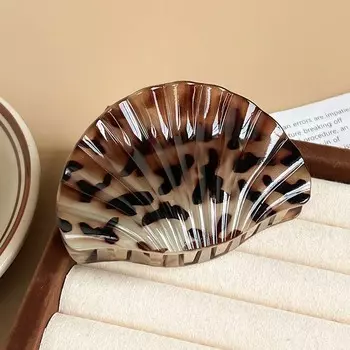 Модный коричневый пластиковый текстурный зажим для волос в форме ракушки для женщин, девушек, милый, большой зажим-акула, зажимы, аксессуары для волос