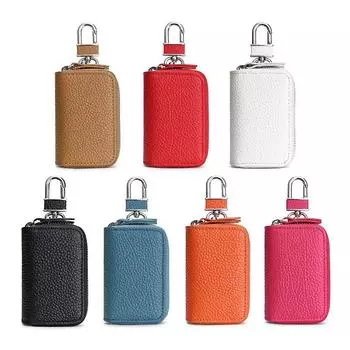 Модный кошелек для ключей из натуральной кожи для мужчин и женщин с застежкой-молнией, органайзер для ключей, портмоне для монет коричневый