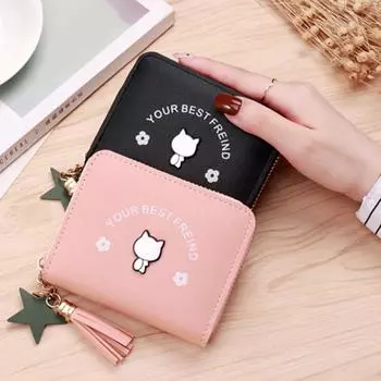 Модный кошелек на молнии с кисточками из искусственной кожи, кошелек для монет, держатель для карт