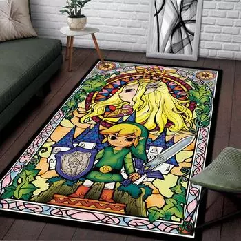 Модный ковер с игровым рисунком The Legend of Zelda Rug Game Art Большой ковер Противоскользящий коврик для гостиной и ванной комнаты