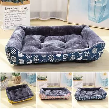 Модный коврик для собак, зимний теплый коврик для домашних животных, северный бархатный холст, квадратный коврик, супер мягкий коврик для кошек, коврик для собаки 45x35x15cm синий