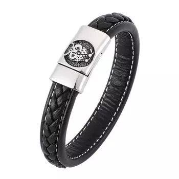 Модный кожаный браслет с застежкой в виде совы, браслет для мужчин и женщин, кожаный браслет, дешевые ювелирные изделия 165mm чёрный