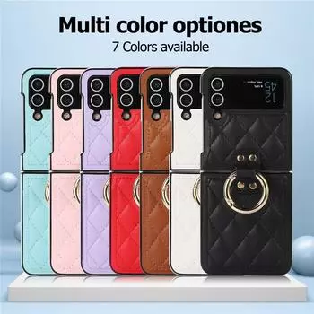 Модный кожаный чехол-держатель с крючком для пальца в сетку для Samsung Galaxy Z Flip 4 Zflip 3 5g противоударный складной чехол Fundas Z Flip 3 5G розовый