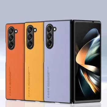 Модный кожаный чехол для Samsung Galaxy Z Fold 5 4 3 2, силиконовый бампер, противоударный чехол для телефона For Galaxy Z Fold 5 чёрный