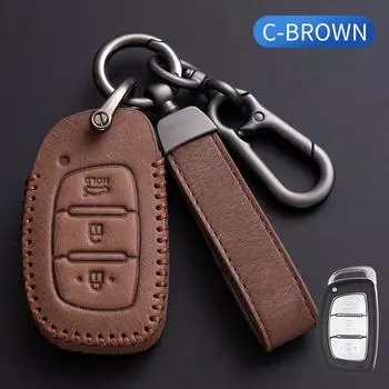 Модный кожаный чехол для смарт-ключа автомобиля для Hyundai Tucson Santa Fe Rena Sonata Elantra Creta Ix35 Ix45 I10 I30 I40 Аксессуары C Style коричневый