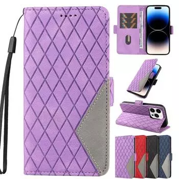 Модный кожаный чехол-книжка с отделением для карточек для iPhone 15 14Plus 13 12 11 Pro Max XSMax/Samsung S24 S23 S22 S21 S20Ultra Plus A15 A05 A14 A54 iPhone 6/6S красный