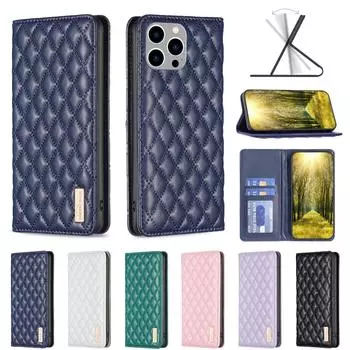 Модный кожаный чехол-кошелек с бриллиантами и отделениями для карт, магнитный флип-чехол-кошелек для iPhone 15 14Plus 13 12 11 Pro Max XSMAX для Samsung S24 S23 S22 S21Ultra Plus A15 A25 iPhone 7/8/SE 2020 розовый