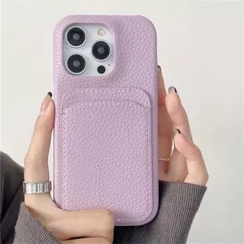 Модный кожаный чехол-кошелек с изображением личи для Iphone 14 Pro Max 12 11 13 Mini X Xr Xs 7 8 Plus, противоударный чехол-держатель с отделениями для карт For 7Plus-8Plus небесно-голубой