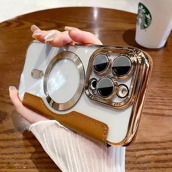 Модный кожаный чехол Magsafe для iPhone 14 12 11 13 Pro Max, магнитный прозрачный силиконовый чехол с беспроводной зарядкой Hybird iPhone 14 Pro чёрный