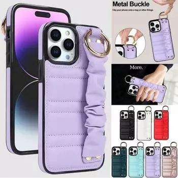 Модный кожаный чехол с ремешком на запястье и морщинами для iPhone 14 13 12 11 Pro Max 14 Plus XS Max X XR 8 7 Plus SE 2020, мягкая противоударная задняя крышка Funda iPhone 7/8/SE 2020 чёрный