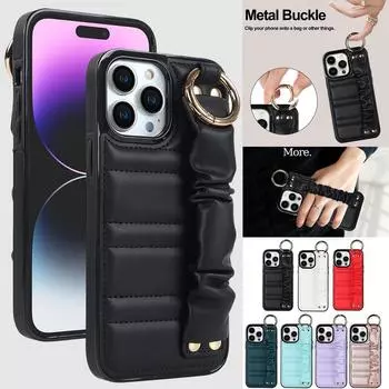 Модный кожаный чехол с ремешком на запястье и морщинами для iPhone 14 13 12 11 Pro Max 14 Plus XS Max X XR 8 7 Plus SE 2020, мягкая противоударная задняя крышка Funda iPhone 7/8/SE 2020 чёрный