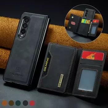 Модный кожаный чехол-сумка для телефона с магнитным магнитом для Samsung Galaxy Z Fold4 5g Fold 4 Fold3 Fold 3 Fold 3 Card Cell Cover Cell Phone Funda for samsung z fold 4 чёрный