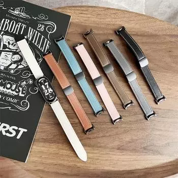 Модный кожаный ремешок для часов Xiaomi Mi Band 9, сменный браслет Miband 8 NFC Correa SmartAccessories, ремешок на запястье xiaomi band 8/9 белый