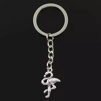 Модный кран Фламинго 26x16 мм кулон 30 мм брелок для ключей металлическая цепочка серебряного цвета для мужчин автомобильный подарок сувенирный брелок серебряный